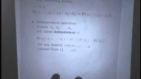 Lec 3, Statistics, Independence of a Collection of Events & Pairwise Independence
