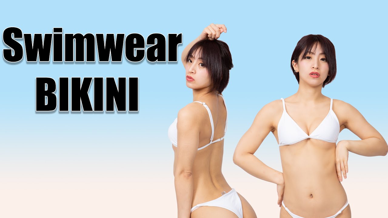 【LOOKBOOK】白のビキニ水着Tバック/swimwear BIKINI try on.