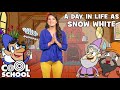 A Day in Life as SNOW WHITE 🍎 LIVE ACTION | Ms. Booksy&#39;s MAGICAL Cool School CLASS TRIP