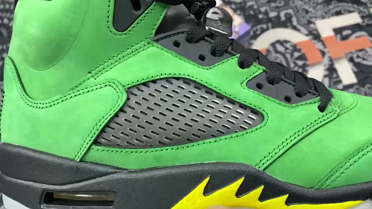 Air Jordan 5 Apple green at hand look