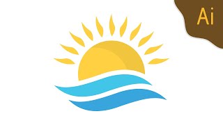 Draw sun and waves logo (Illustrator Tutorial) — abcinformatic