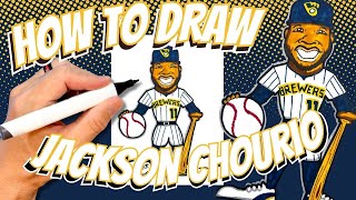How to Draw Jackson Chourio for Kids - Milwaukee Brewers MLB Baseball - Como dibujar a Chourio