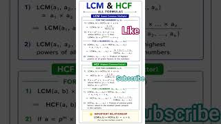 LCM and HCF imp formula for compltetion level exams