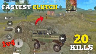 20 KILLSMY FASTEST 1V4 CLUTCH HARD SURVIVE IN LAST ZONE  PUBG MOBILE LITE