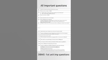 1st unit All important questions of DBMS #importantquestions #important #btech