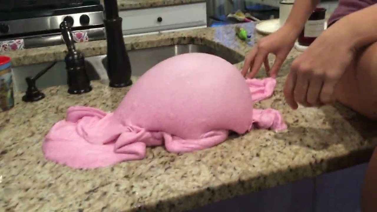 My sister making slime bubbles