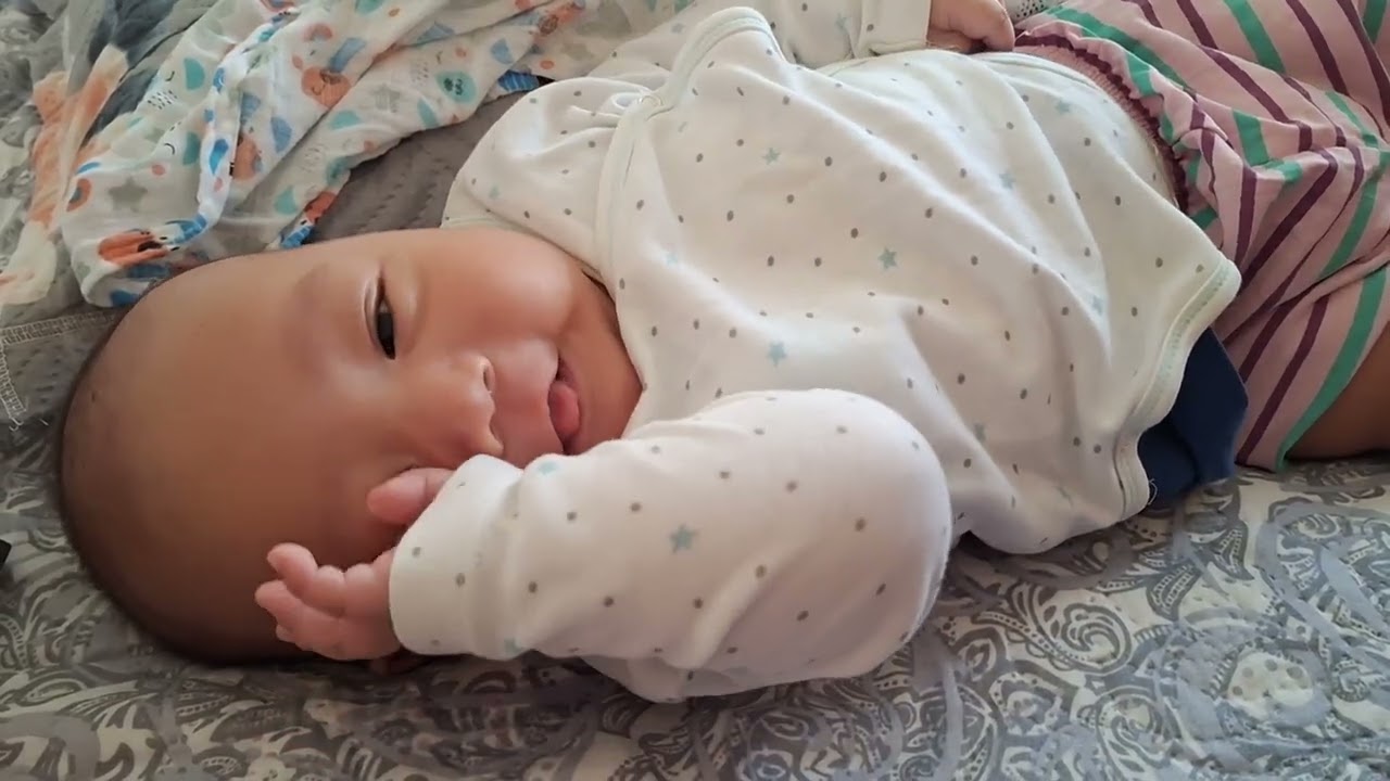 My 2 months old baby son's reaction.