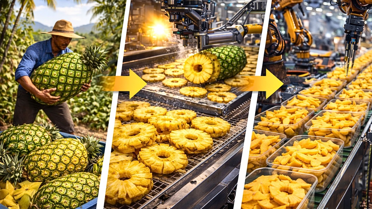 How Millions of Pineapple Rings Are Made in a Massive Industrial Factory (Full Process)