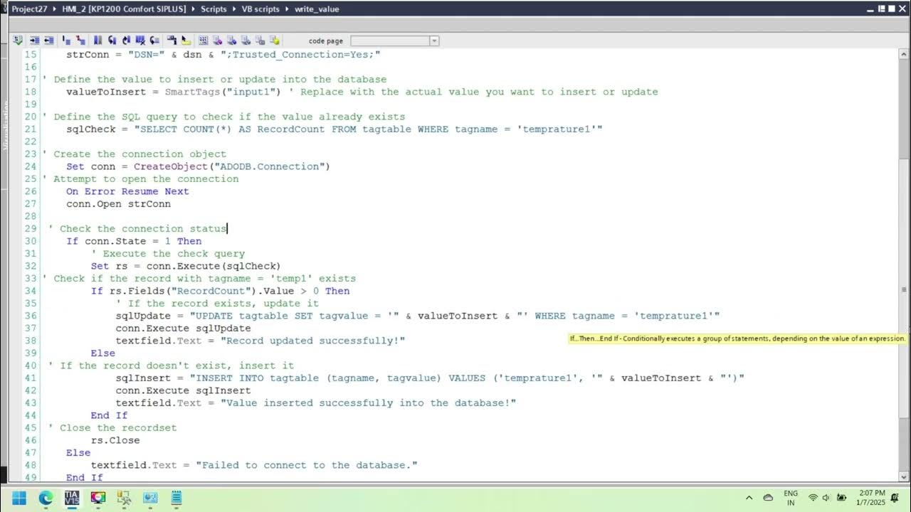 Siemens Wincc HMI VBscript to read, write and update tag value from ...