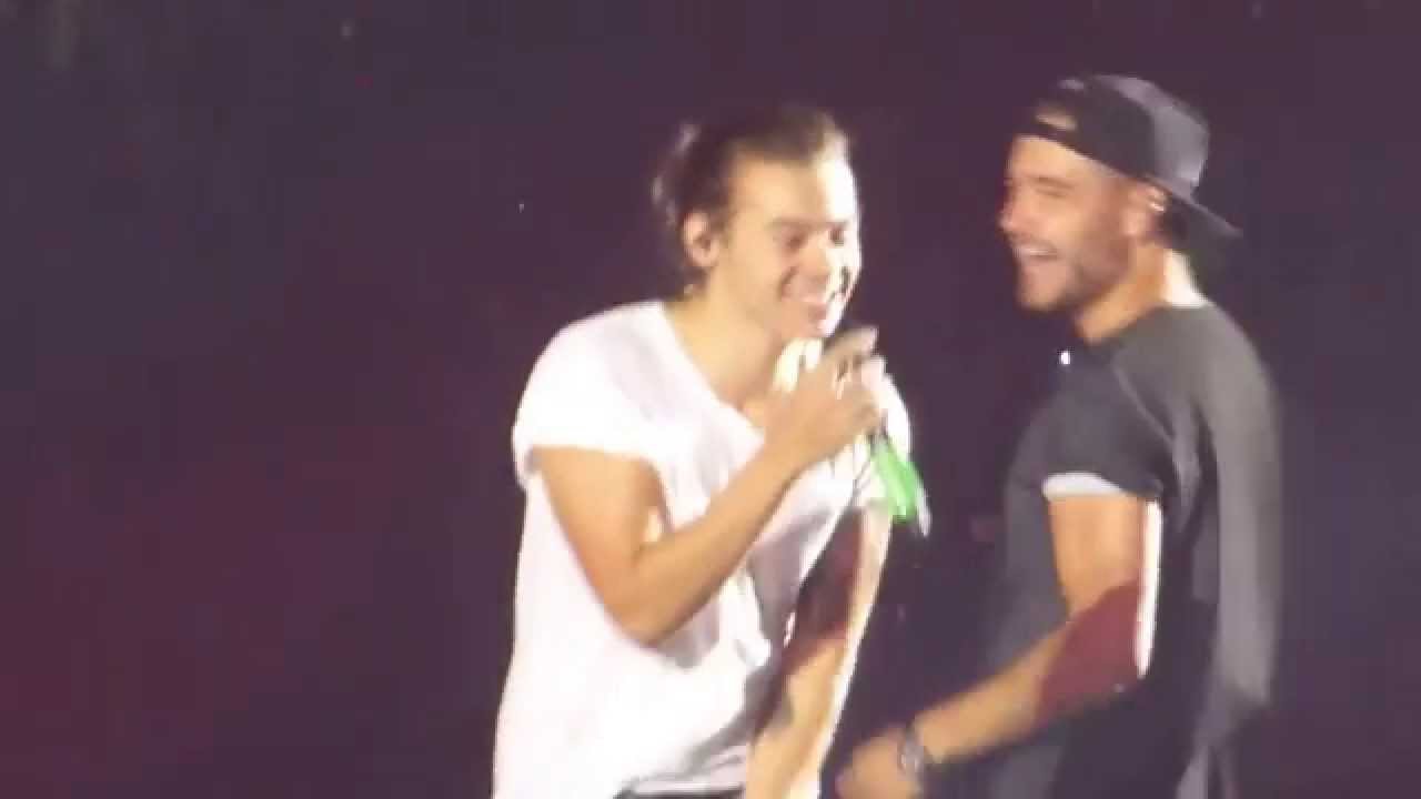 Harry Styles joking with Liam Payne