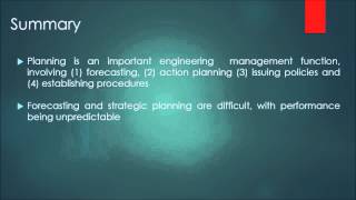 MSE 602 Supplemental Lecture-2 Planning and Forecasting Part-II