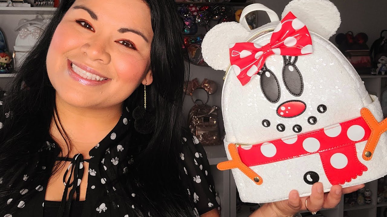 Loungefly Exclusive Disney Minnie Mouse Snowman Sequin Christmas Mini Backpack Unboxing ☃️