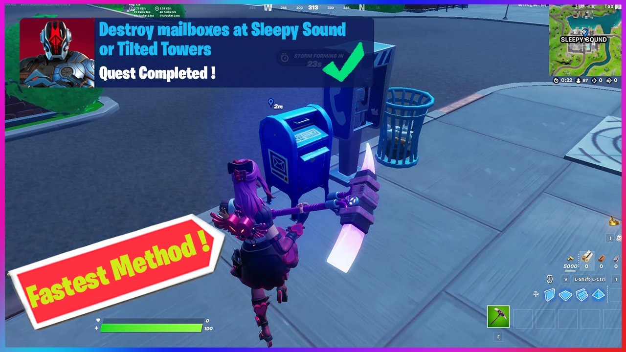 Destroy mailboxes at Sleepy Sound or Tilted Towers Quest in Fortnite | How to find Mailboxes ? 📬💥⛏️