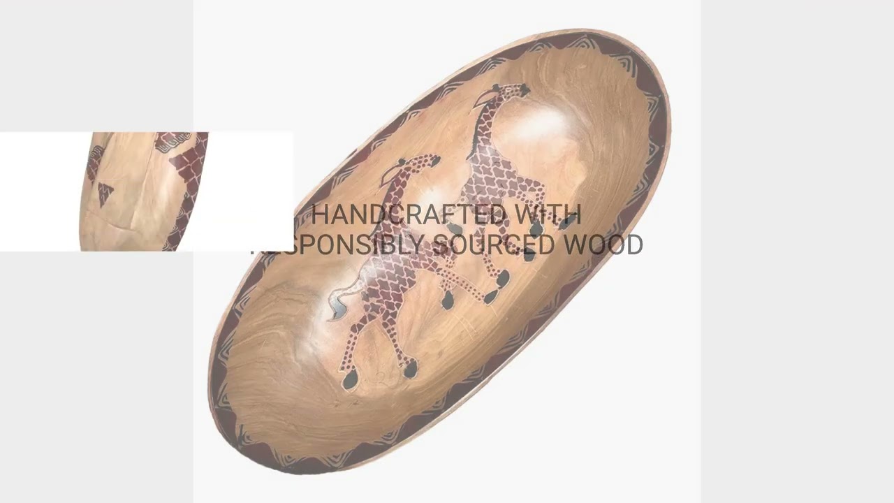 🦒🌿 Eco Handmade Ornamental African Giraffe Pattern Wooden Tray | Sustainable Artisan Home Décor 🌿🦒