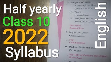 Class 10 English half yearly syllabus 2022 -2023 Seba board