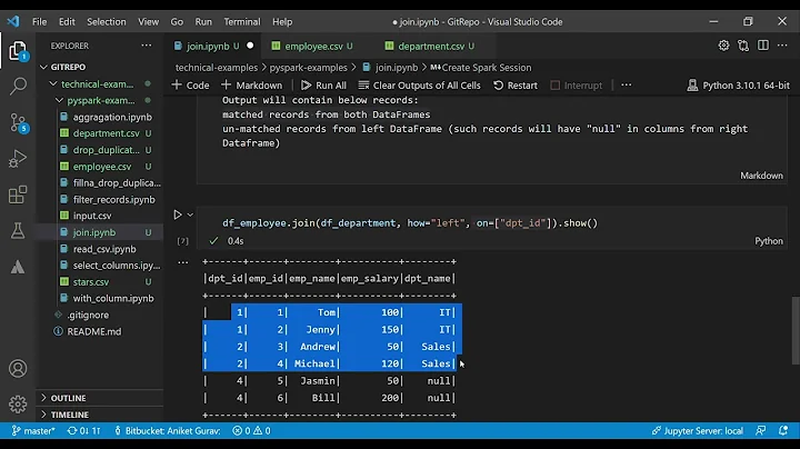 PySpark  Examples - How to join DataFrames (inner, left, right, outer, anti) - Spark SQL