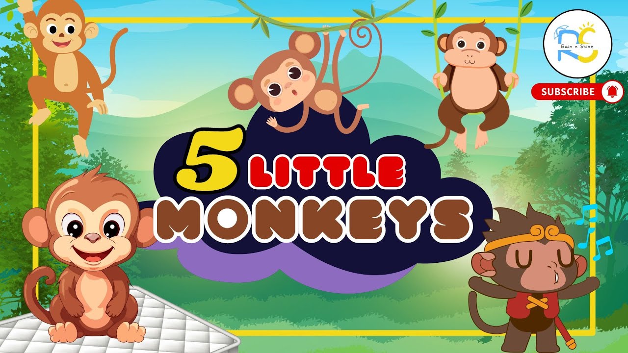 Five Little Monkeys | Nursery Rhyme | Sing-Along Song Kids | Educational Video | Rain n Shine Kids