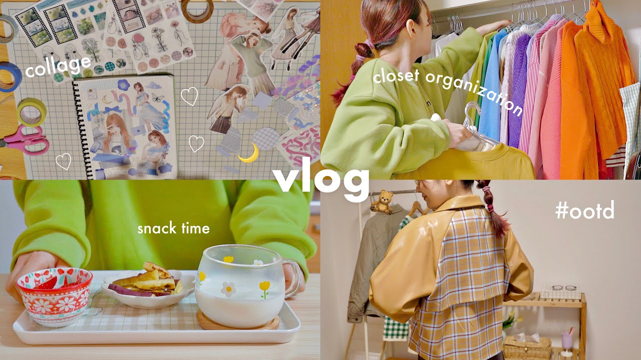 VLOG/洋服の整理整頓とクッキング￤かわいいを詰めこんだコラージュを作る📘🦋𝗱𝗮𝘆 𝗶𝗻 𝗺𝘆 𝗹𝗶𝗳𝗲 ☁ 𝗮𝗲𝘀𝘁𝗵𝗲𝘁𝗶𝗰 & 𝗰𝗵𝗶𝗹𝗹