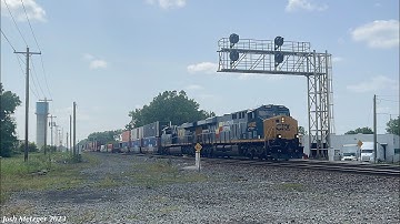 CSX I008-02 w/ CSX ES44AHs #’s 1982 (Seaboard System HU) and 877 @ Wellington, OH 8/3/23