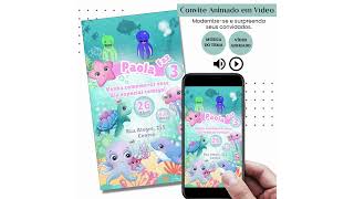 Convite Animado em Vídeo com Música Fundo do Mar screenshot 3
