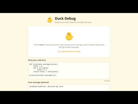 Duck Debug — AI Rubber-Duck Debugger (Devpost Build With AI: Basics)