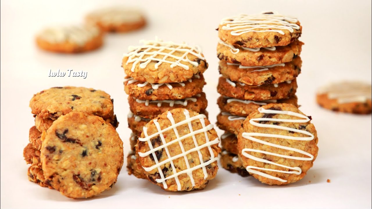 Eggless oats cranberry almond cookies