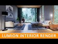 realistic interior Render with lumion. modern villa in the woods