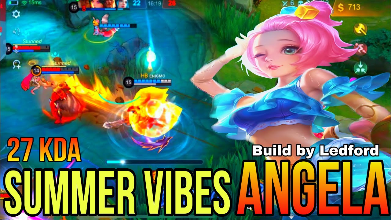 27 KDA!!! Angela Summer Skin Summer Vibes Gameplay!! - Build by Ledford | MLBB