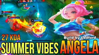 27 KDA!!! Angela Summer Skin Summer Vibes Gameplay!! - Build by Ledford | MLBB