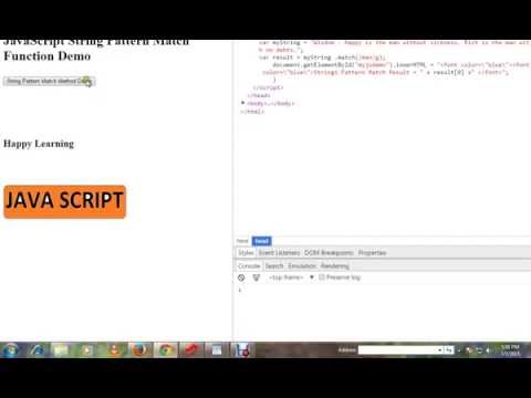 STRINGS MATCH METHOD IN JAVA SCRIPT DEMO