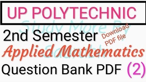 Up Polytechnic 2nd Semester Applied Mathematics Most Important Question 2020 By Saurabh Ojha