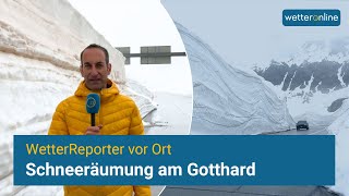 Riesige Schneewände: Straßenräumung am Gotthardpass
