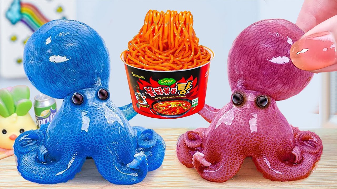 Resep Seafood 🐙 Gurita Dimasak Dengan Mie Samyang Super Pedas 😋 | Tiny Tasty Kitchen