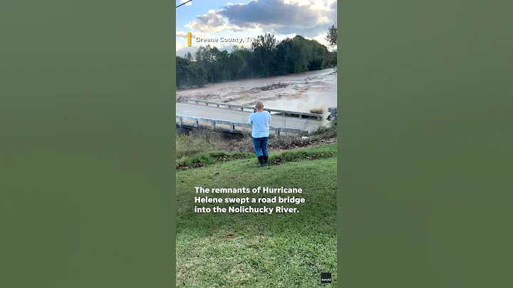 Helene floods collapse bridge in east Tennessee #Shorts