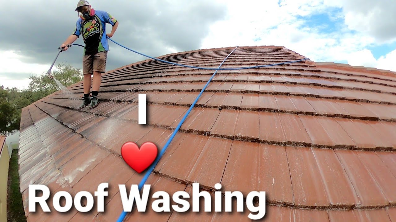 Concrete Roof cleaning (flat tile) YouTube