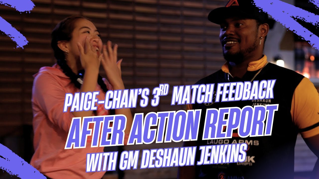 Grand Master DeShaun Jenkins reviewing Paige-Chan’s third USPSA match performance, coaching her on entry and exit targets, recoil-assisted movement, no-shoot strategy, and dry-fire habits for better match control.