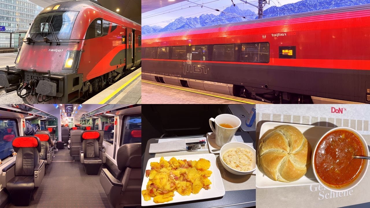 Winter Railway Journey to Austrian Alps - part 2: ÖBB Railjet Train Business Class Leoben - Lienz
