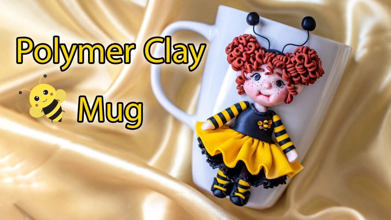 Polymer Clay Doll Mug (Honeybee costume girl)