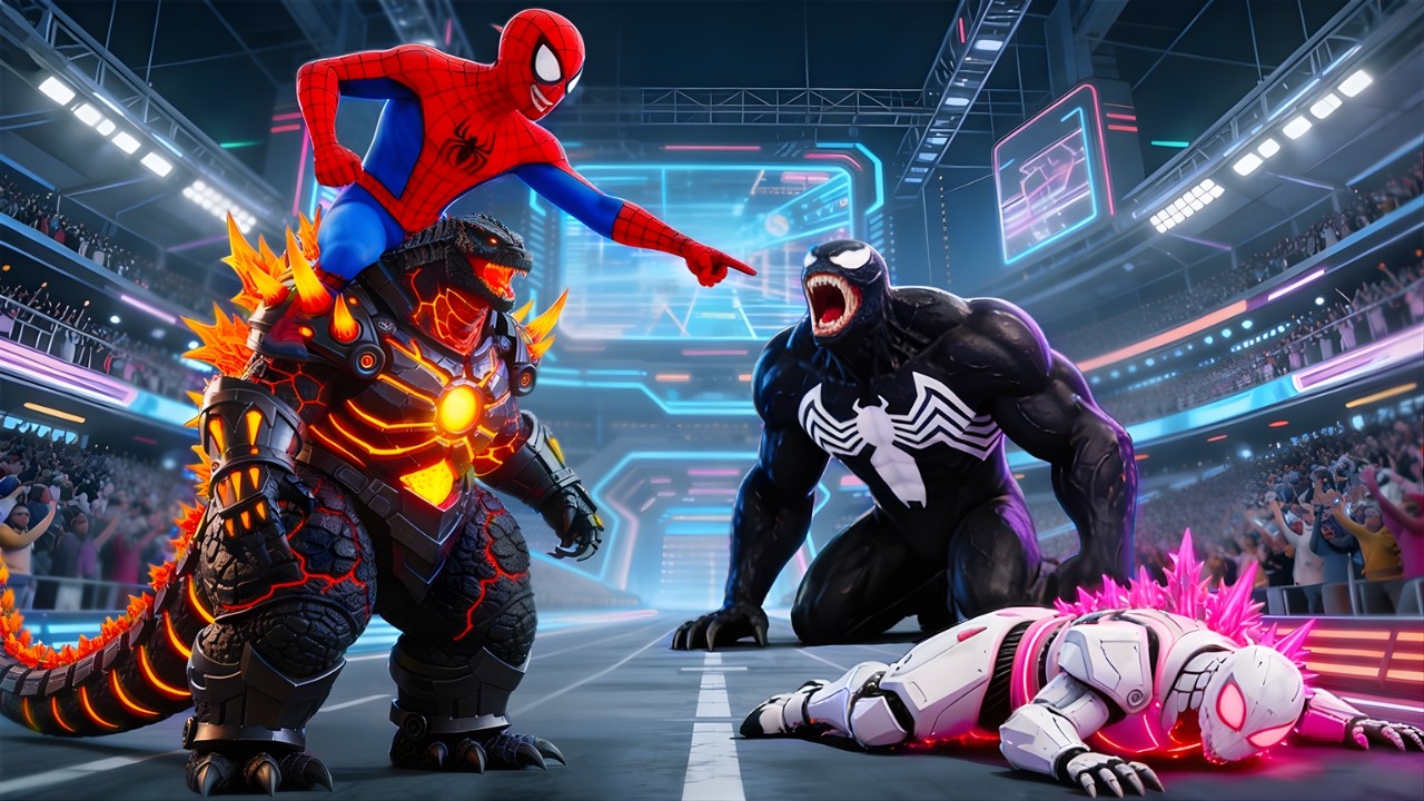 SPIDERMAN Wins The Magic Legendary GODZILLA Racing Championship – Epic Racing Challenge