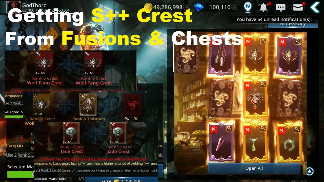 Darkness Rises: Trying to Get S++ Crests From Chests & Fusions