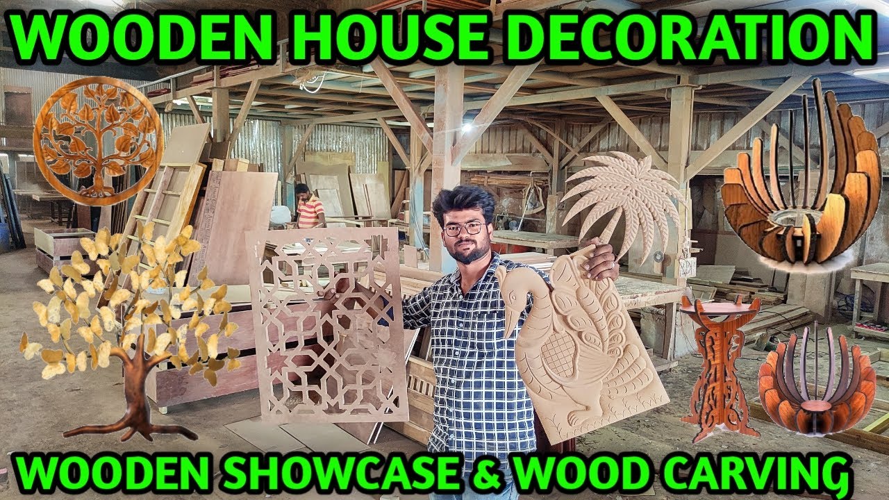 மரத்தினால் செய்யப்படும் அலங்கார பொருட்கள் wooden showcase and wood