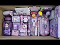 Unboxing Cute Purple Stationery For School Girls - Pencilbox, Sharpener, Pen, Erasers, Water Bottle