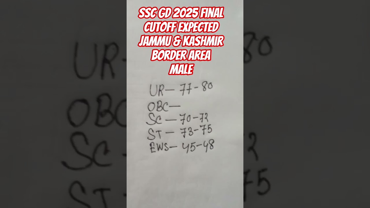SSC GD 2025final cut off expected Jammu ,