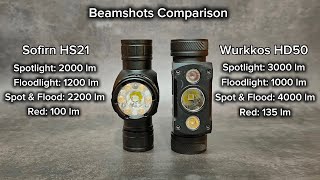 Beamshots Comparison - Sofirn Hs21 Vs Wurkkos 50 Range: 25 - 50 Meters