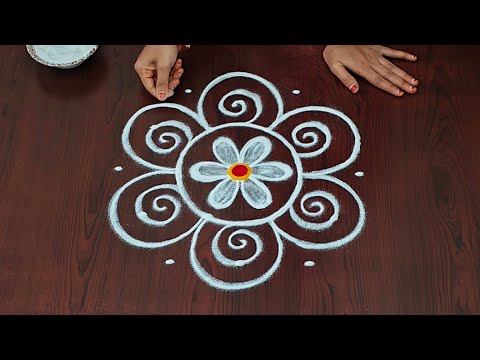 5×3dots easy rangoli|friday special muggulu 🌷🌷|festival rangoli|traditional rangoli#Rang Kaa Rangoli