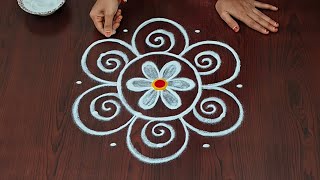 5×3dots easy rangoli|friday special muggulu 🌷🌷|festival rangoli|traditional rangoli#Rang Kaa Rangoli