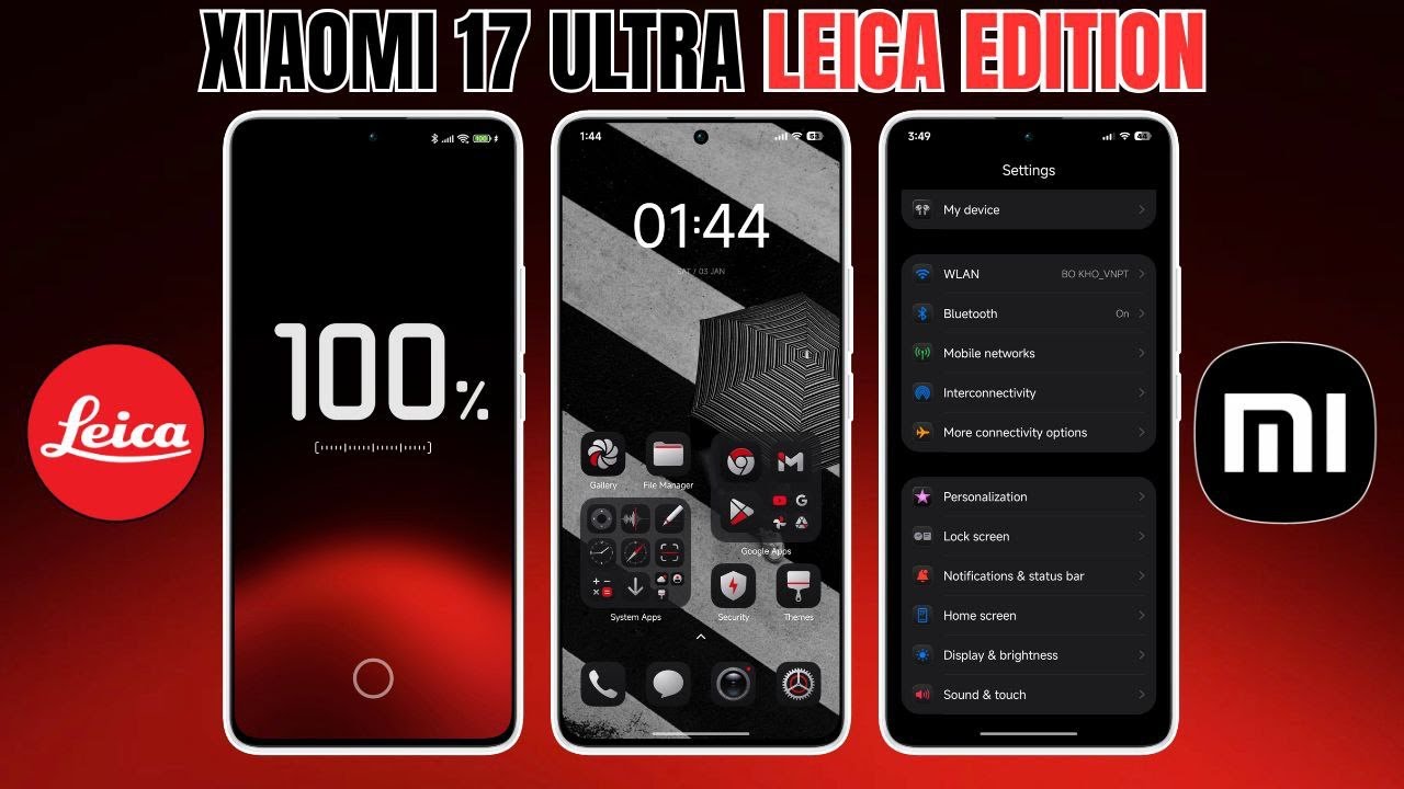 Тема оформления Xiaomi 17 Ultra Leica Edition с анимацией зарядки