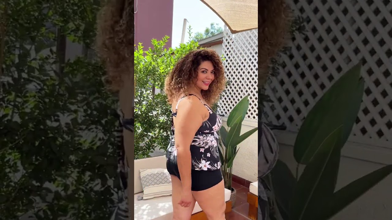 Tankini short escote V