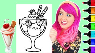 Coloring an Ice Cream Sundae Coloring Page | Ohuhu Art Markers