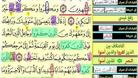 النصف الأول من صفحة 57 سورة آل عمران الايات من 53 :56 كل اية مكررة 5 مرات بصوت الشيخ محمود الحصرى
